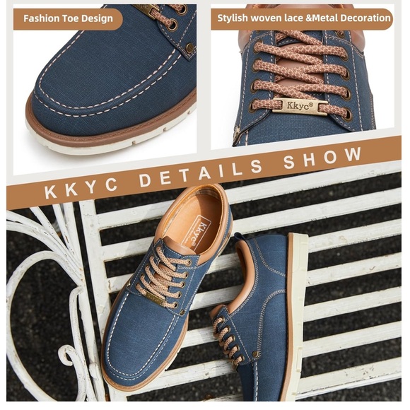 Kkyc Mens Shoes Comfortable Casual Shoes Slip On Lace Up Shoes | (Blue) main image 9